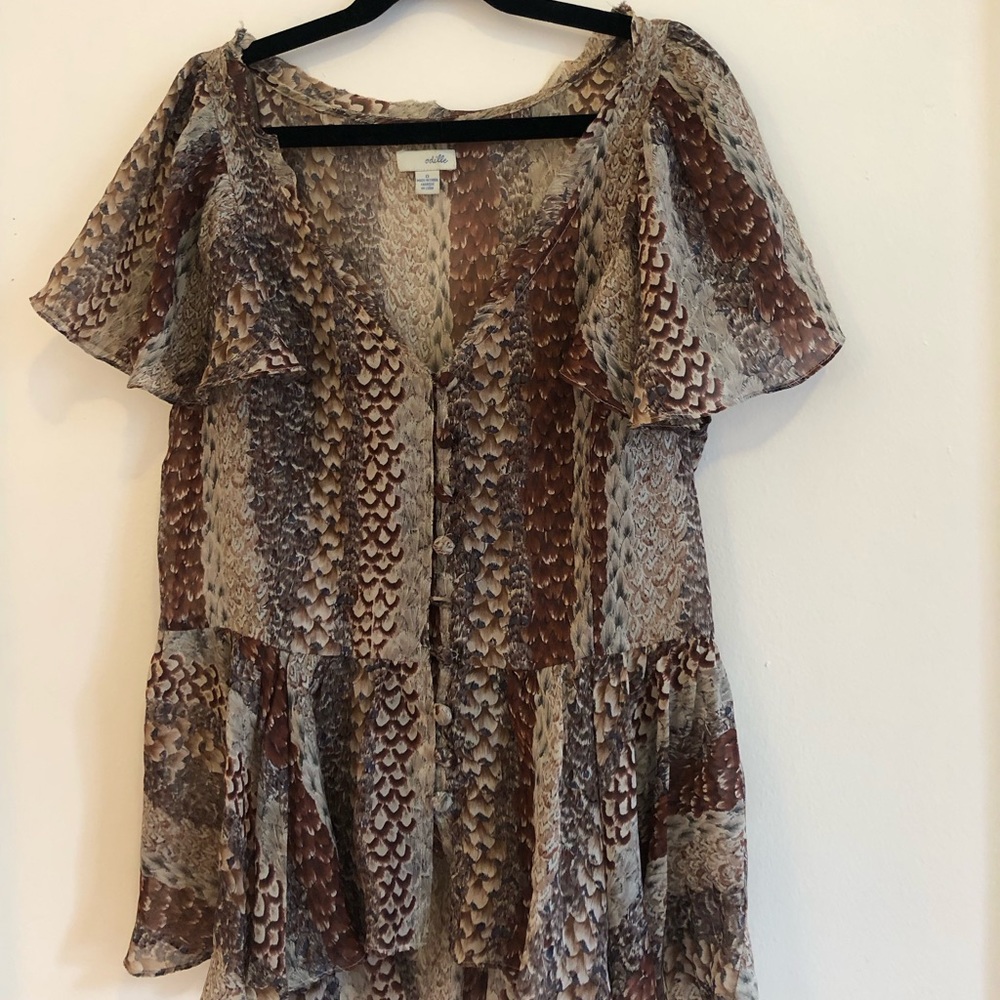 Odille 100% silk feather blouse size 0